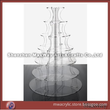 Clear Round Finely Designed Acrylic 7 Steps Cup Cake Display Stand Rack